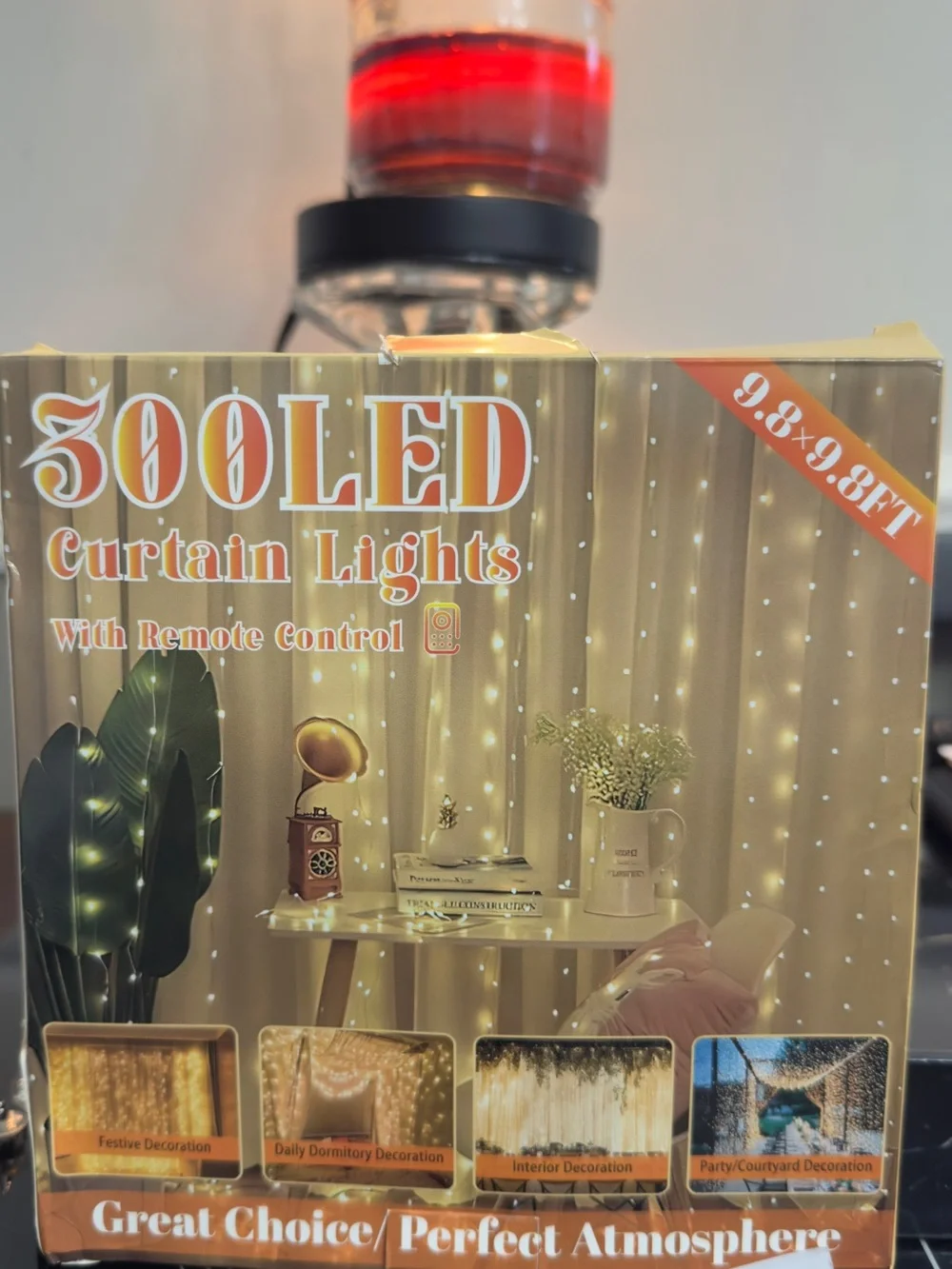 300 LED Warm White Curtain String Lights - w/Remote. Home Holiday
